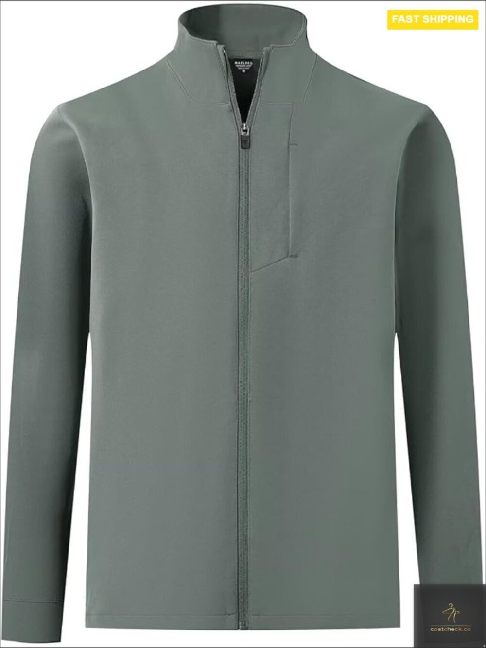 Full Zip Up Jacket Casual Stand Collar Lightweight Windbreaker 5 Pockets